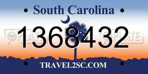 1368432 South Carolina License Plate