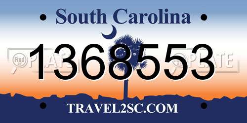 1368553 South Carolina License Plate