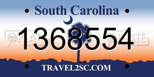 1368554 South Carolina License Plate