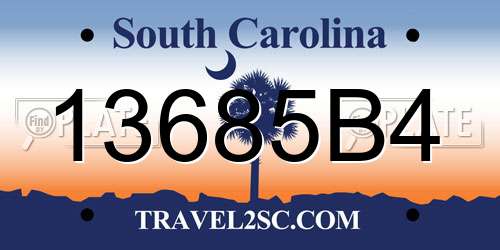 13685B4 South Carolina License Plate