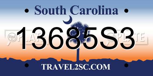 13685S3 South Carolina License Plate