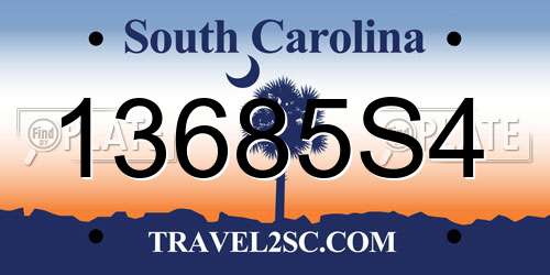 13685S4 South Carolina License Plate