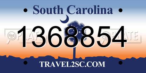 1368854 South Carolina License Plate