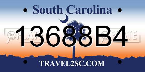 13688B4 South Carolina License Plate