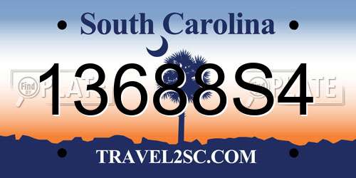 13688S4 South Carolina License Plate