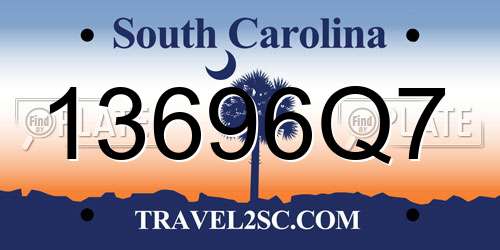 13696Q7 South Carolina License Plate