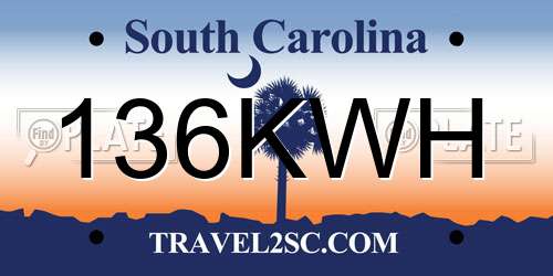 136KWH South Carolina License Plate