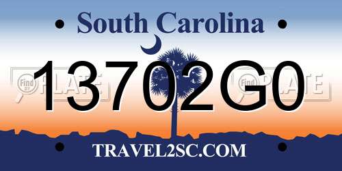 13702G0 South Carolina License Plate