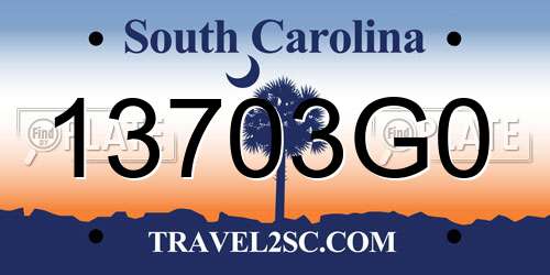 13703G0 South Carolina License Plate