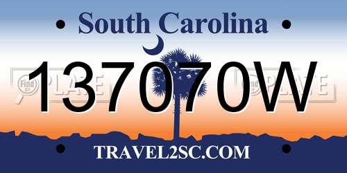 137070W South Carolina License Plate