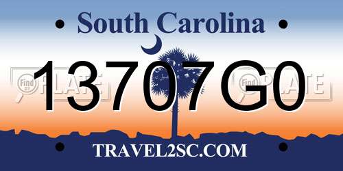 13707G0 South Carolina License Plate