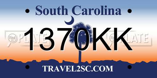 1370KK South Carolina License Plate