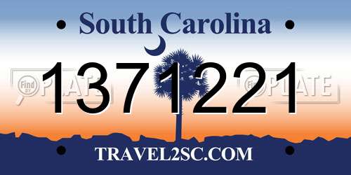 1371221 South Carolina License Plate