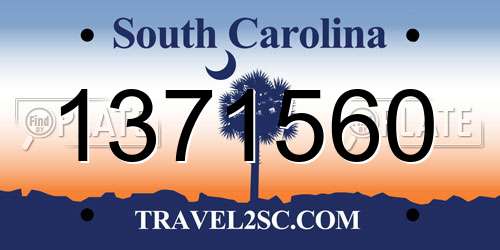 1371560 South Carolina License Plate