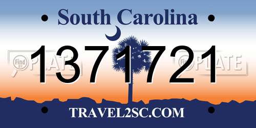 1371721 South Carolina License Plate