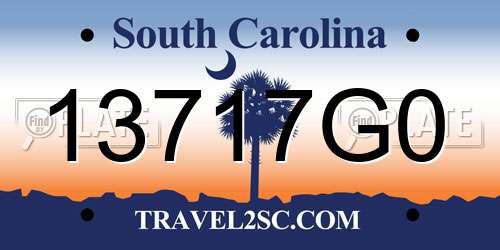 13717G0 South Carolina License Plate