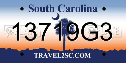 13719G3 South Carolina License Plate