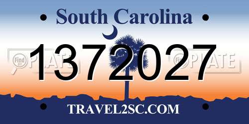1372027 South Carolina License Plate