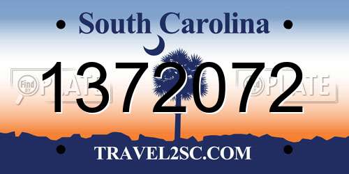 1372072 South Carolina License Plate