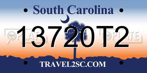 13720T2 South Carolina License Plate
