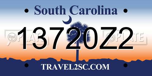 13720Z2 South Carolina License Plate