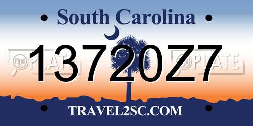 13720Z7 South Carolina License Plate