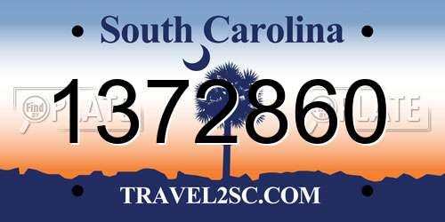 1372860 South Carolina License Plate
