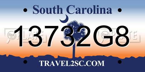 13732G8 South Carolina License Plate