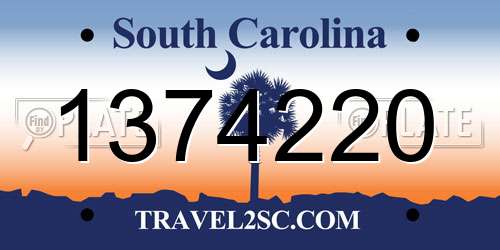 1374220 South Carolina License Plate
