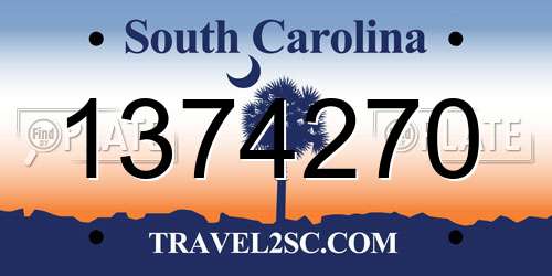 1374270 South Carolina License Plate