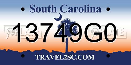 13749G0 South Carolina License Plate