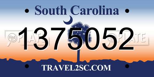 1375052 South Carolina License Plate