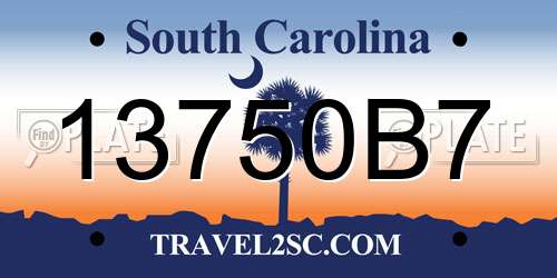 13750B7 South Carolina License Plate