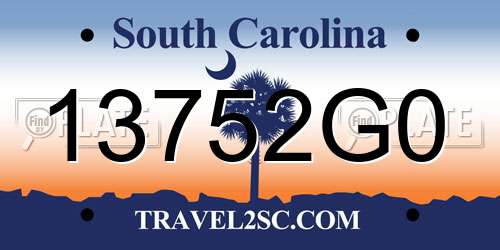 13752G0 South Carolina License Plate