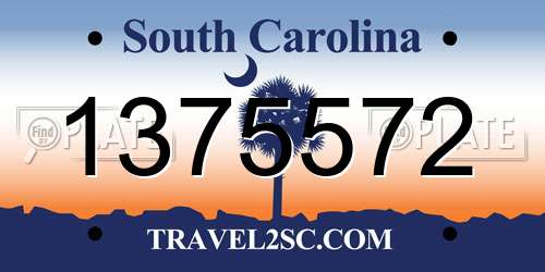 1375572 South Carolina License Plate