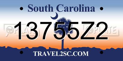 13755Z2 South Carolina License Plate