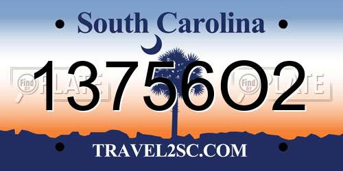 13756O2 South Carolina License Plate