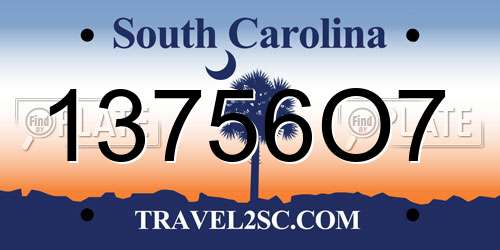 13756O7 South Carolina License Plate