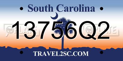 13756Q2 South Carolina License Plate
