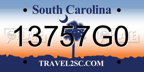 13757G0 South Carolina License Plate