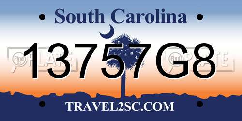 13757G8 South Carolina License Plate