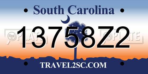 13758Z2 South Carolina License Plate