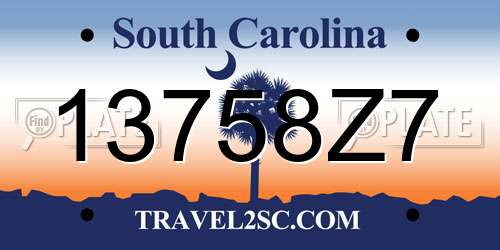 13758Z7 South Carolina License Plate
