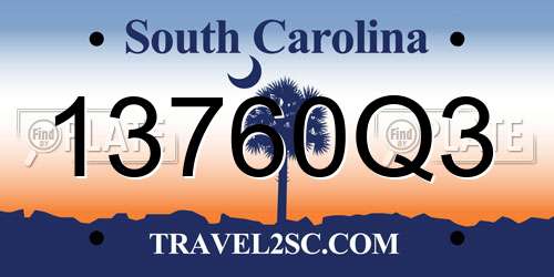 13760Q3 South Carolina License Plate