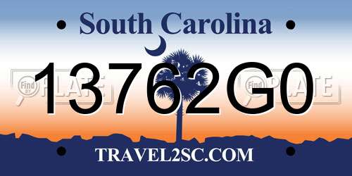 13762G0 South Carolina License Plate