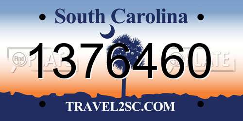 1376460 South Carolina License Plate