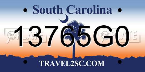 13765G0 South Carolina License Plate