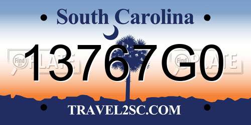 13767G0 South Carolina License Plate