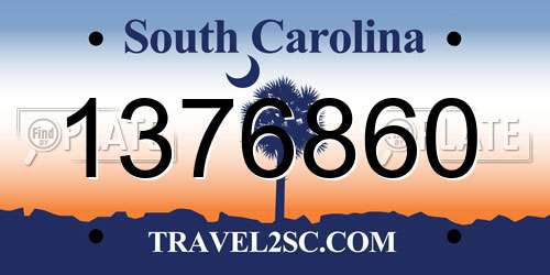 1376860 South Carolina License Plate