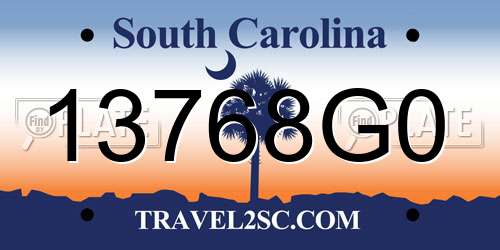 13768G0 South Carolina License Plate